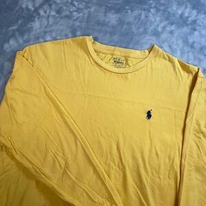 Polo Ralph Lauren Long Sleeve T-Shirt Mens Small Yellow Cotton Pony Logo Casual